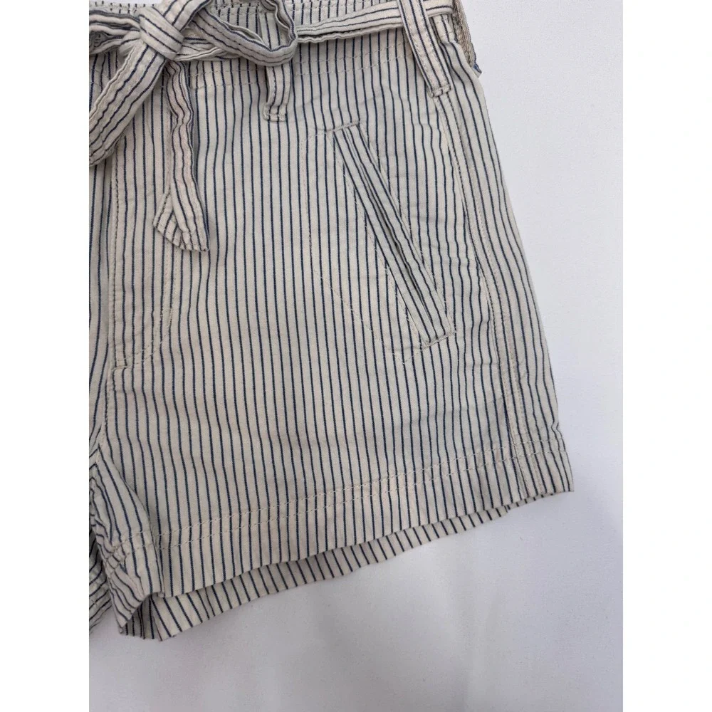 American Eagle Striped Shorts High Waist Tie Front Pockets Casual Size  2 w belt
